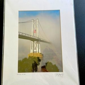Signed framed photo "Bridge in Fog"